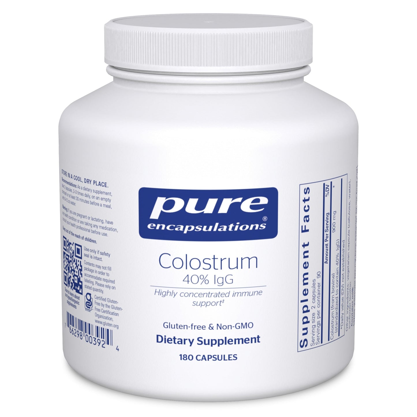 Pure Encapsulations Colostrum 40% IgG | Immune Support Supplement, 180 Capsules