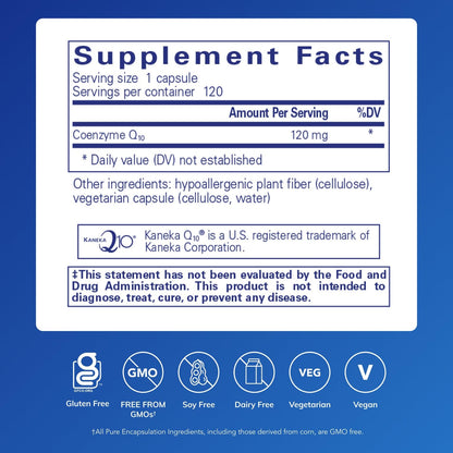 Pure Encapsulations CoQ10 120 mg | Coenzyme Q10 Supplement for Heart Health & Cellular Energy