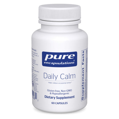Pure Encapsulations Daily Calm – Vegan Stress & Sleep Support | Ashwagandha, Saffron, GABA & L-Theanine | 60 Capsules