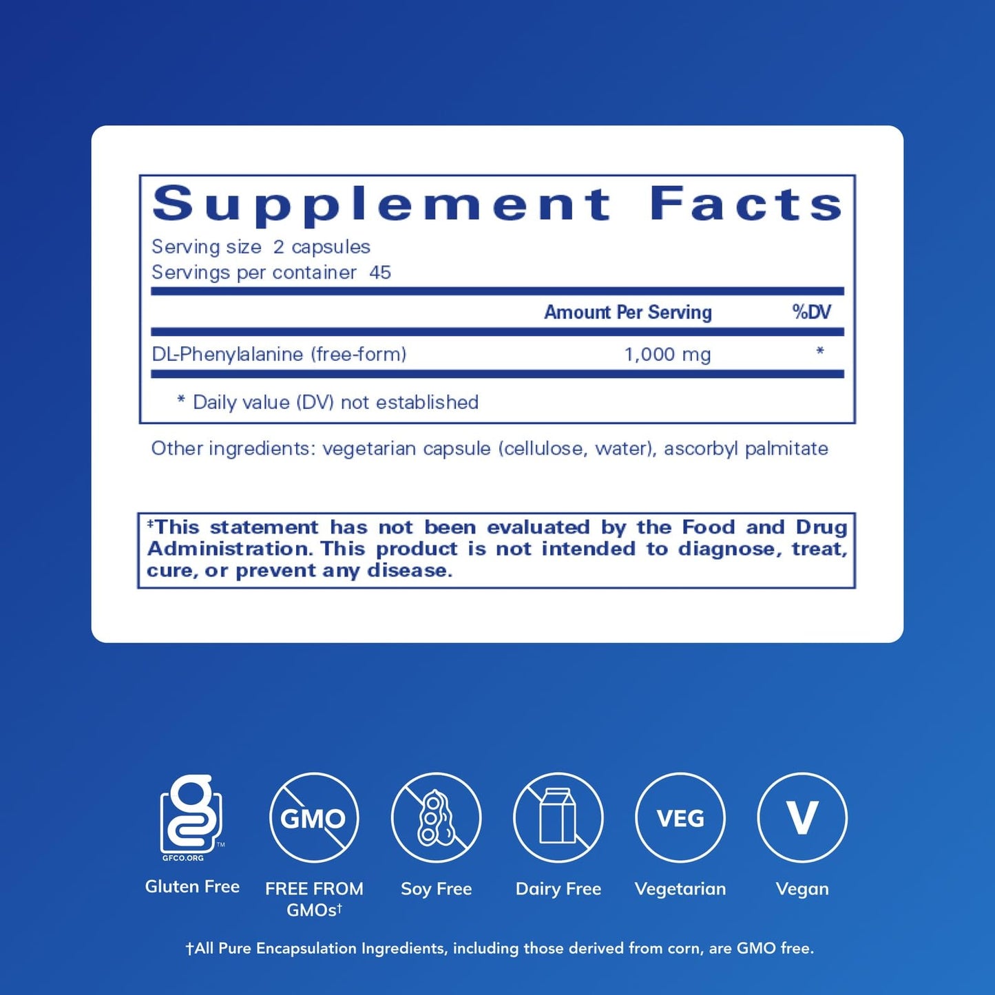 Pure Encapsulations DL-Phenylalanine – Memory, Focus & Joint Support (90 Capsules)