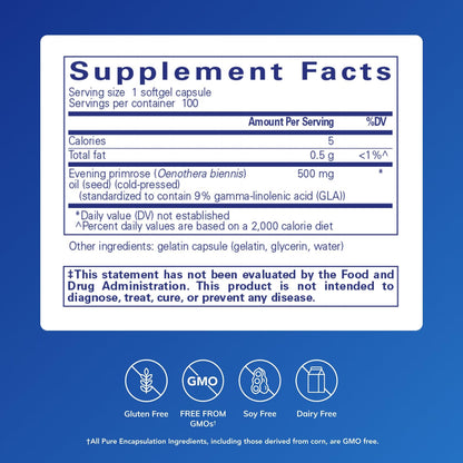 Pure Encapsulations E.P.O. (Evening Primrose Oil) – Hypoallergenic, 9% GLA, 100 Softgel Capsules
