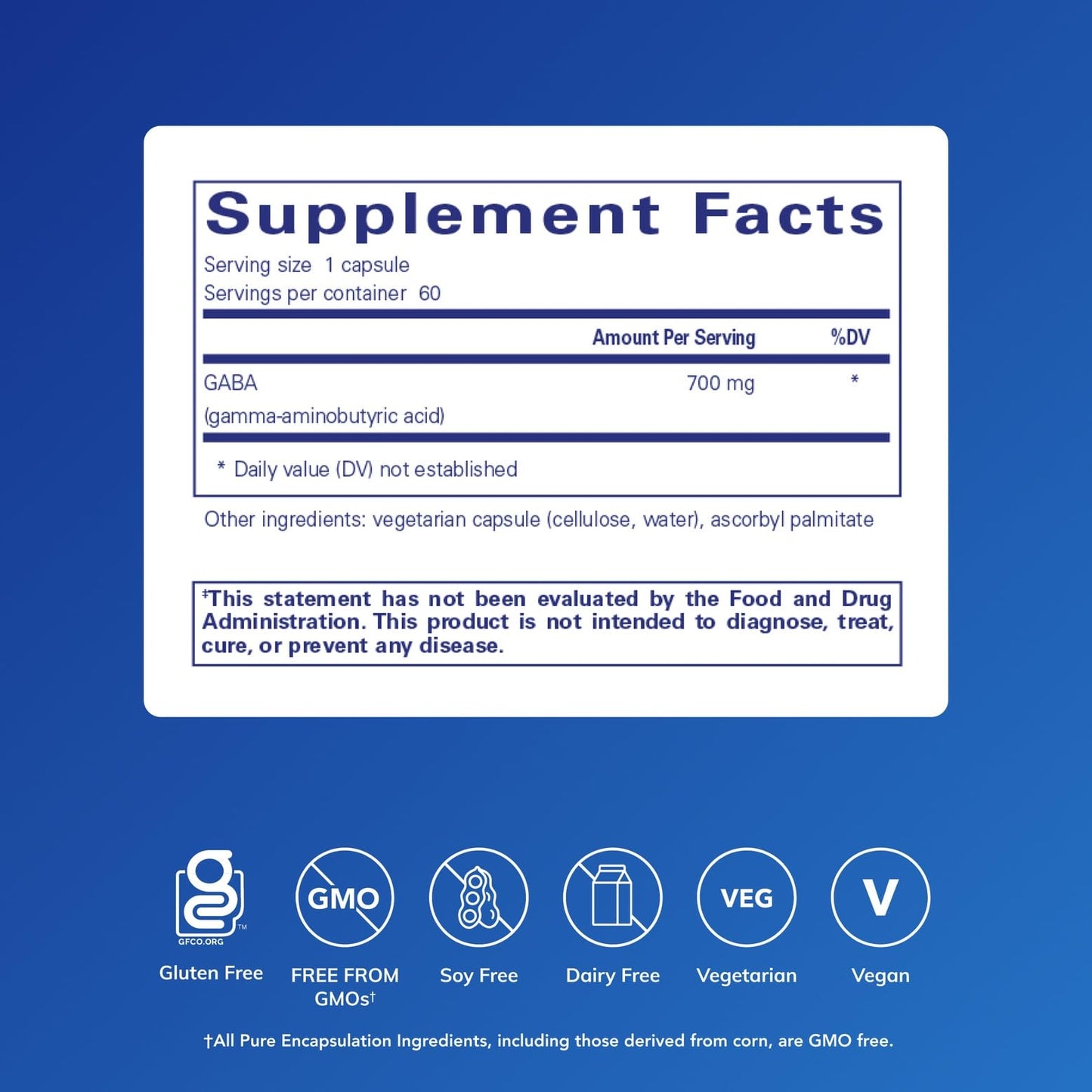 Pure Encapsulations GABA – Relaxation & Stress Support – 60 Capsules