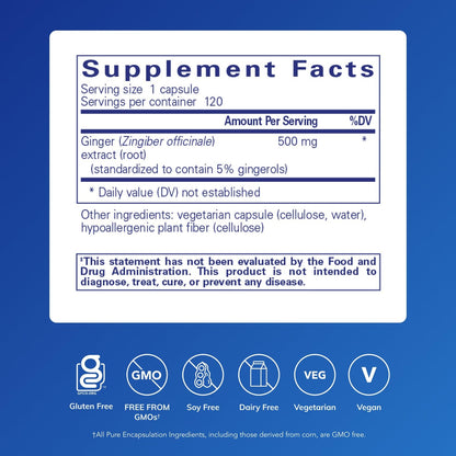 Pure Encapsulations Ginger Extract | Digestive, Cardiovascular & Musculoskeletal Support | 120 Capsules