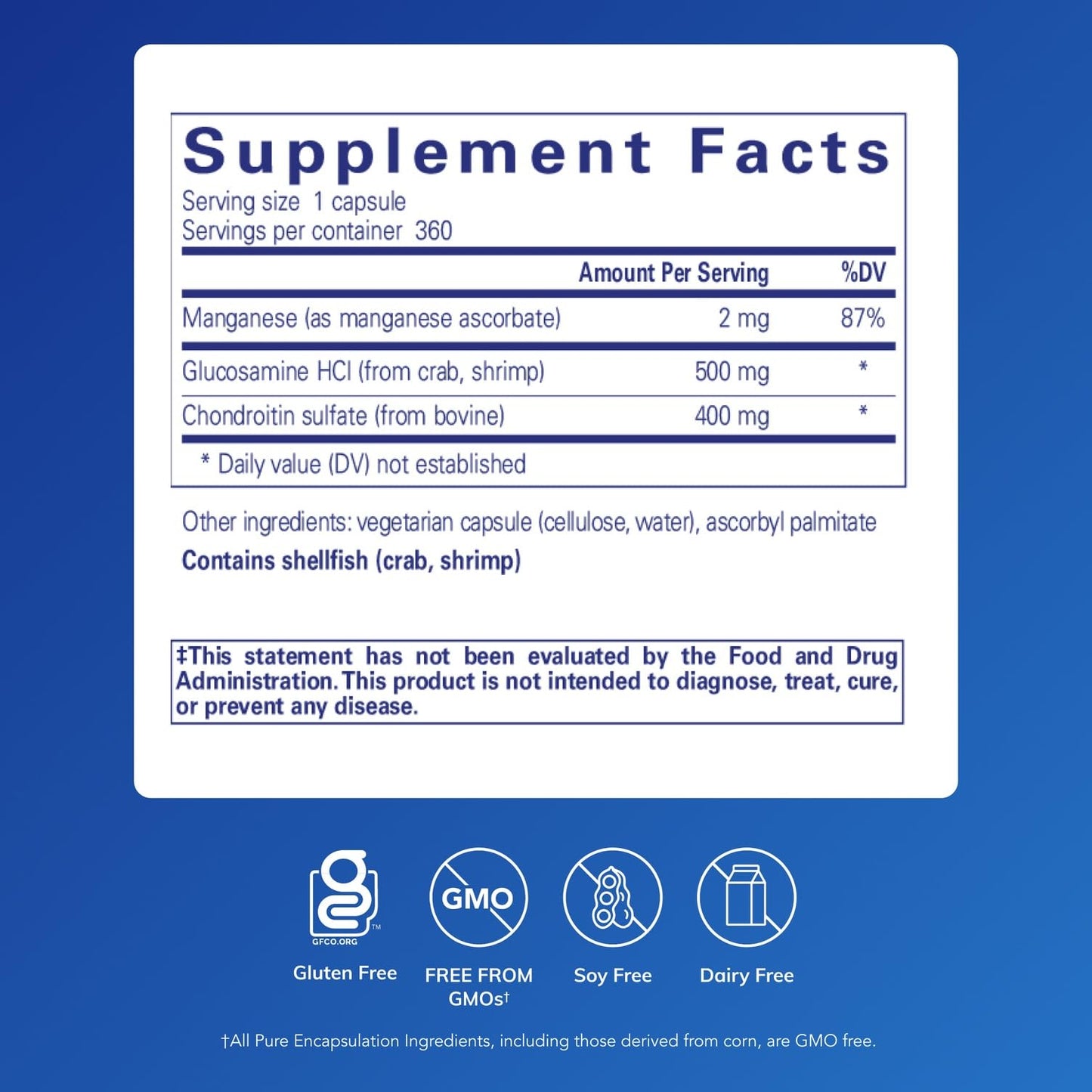 Pure Encapsulations Glucosamine Chondroitin with Manganese – Joint Support, Cartilage Health & Mobility | 360 Capsules