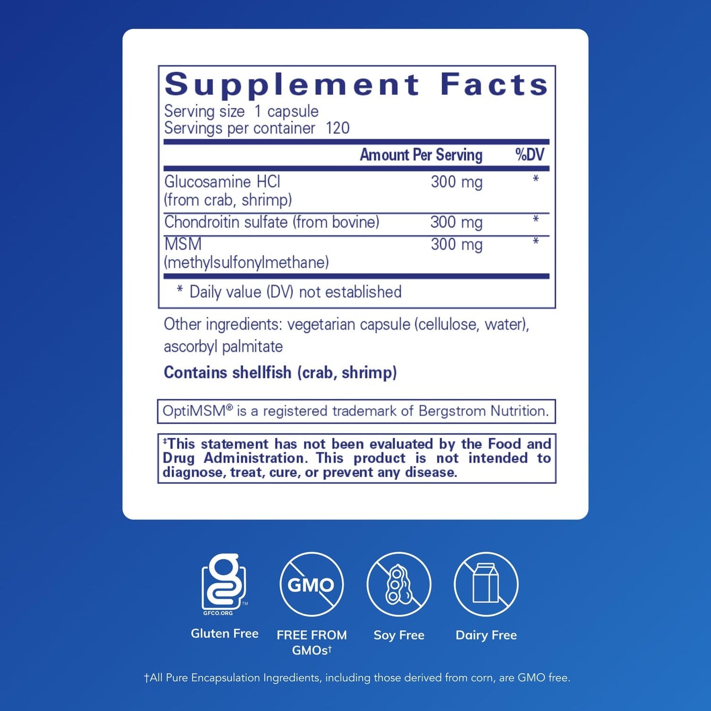 Pure Encapsulations Glucosamine Chondroitin with MSM – Joint Health Support, Gluten-Free & Non-GMO – 120 Capsules
