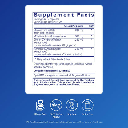 Pure Encapsulations Glucosamine MSM | Joint Support, Cartilage Health, 180 Capsules