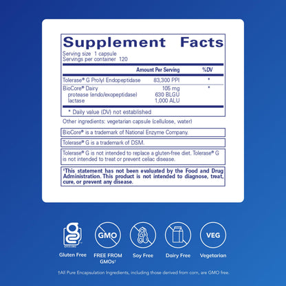 Pure Encapsulations Gluten/Dairy Digest | Enzyme Blend for Gluten & Dairy Digestion | 120 Capsules