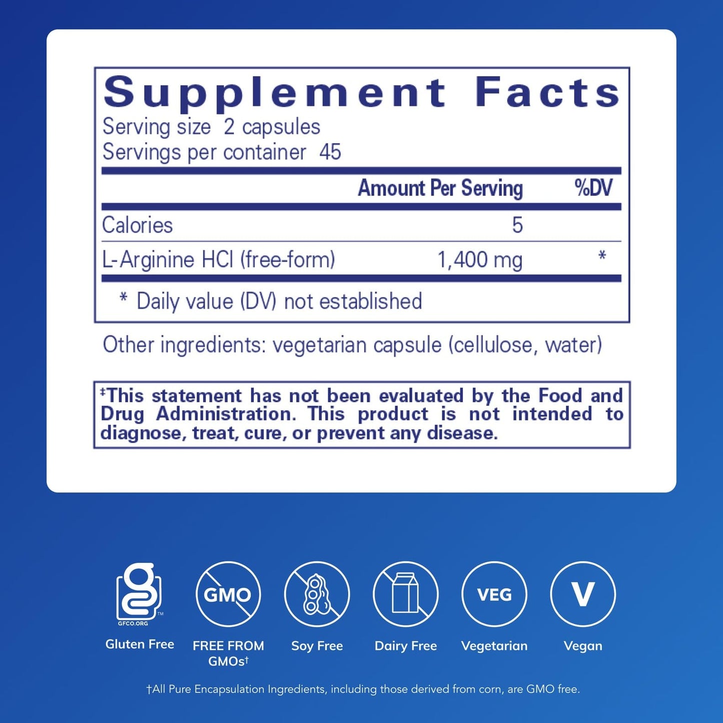 Pure Encapsulations L-Arginine 1,400 mg – Nitric Oxide & Heart Health | 90 Capsules | Gluten Free & Non-GMO