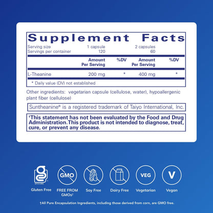 Pure Encapsulations L-Theanine – Relaxation & Stress Support – 120 Capsules