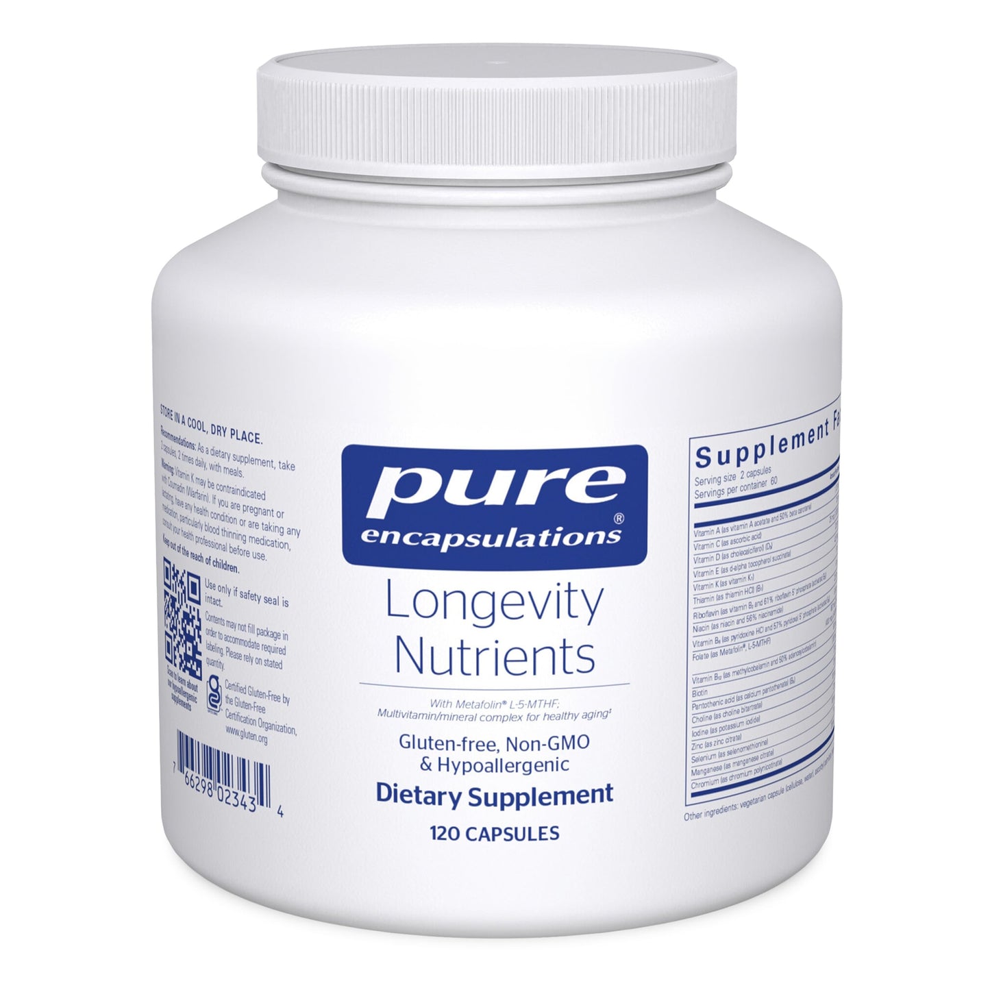 Pure Encapsulations Longevity Nutrients | Multivitamin/Mineral Complex for Healthy Aging, Brain, Eyes & Bones | 120 Capsules