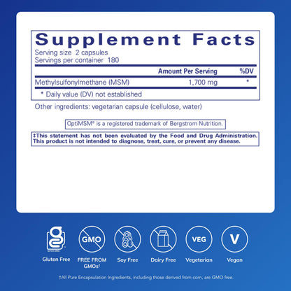 Pure Encapsulations MSM Capsules | Sulfur Supplement for Joints, Immune Support, Connective Tissue | 360 Capsules