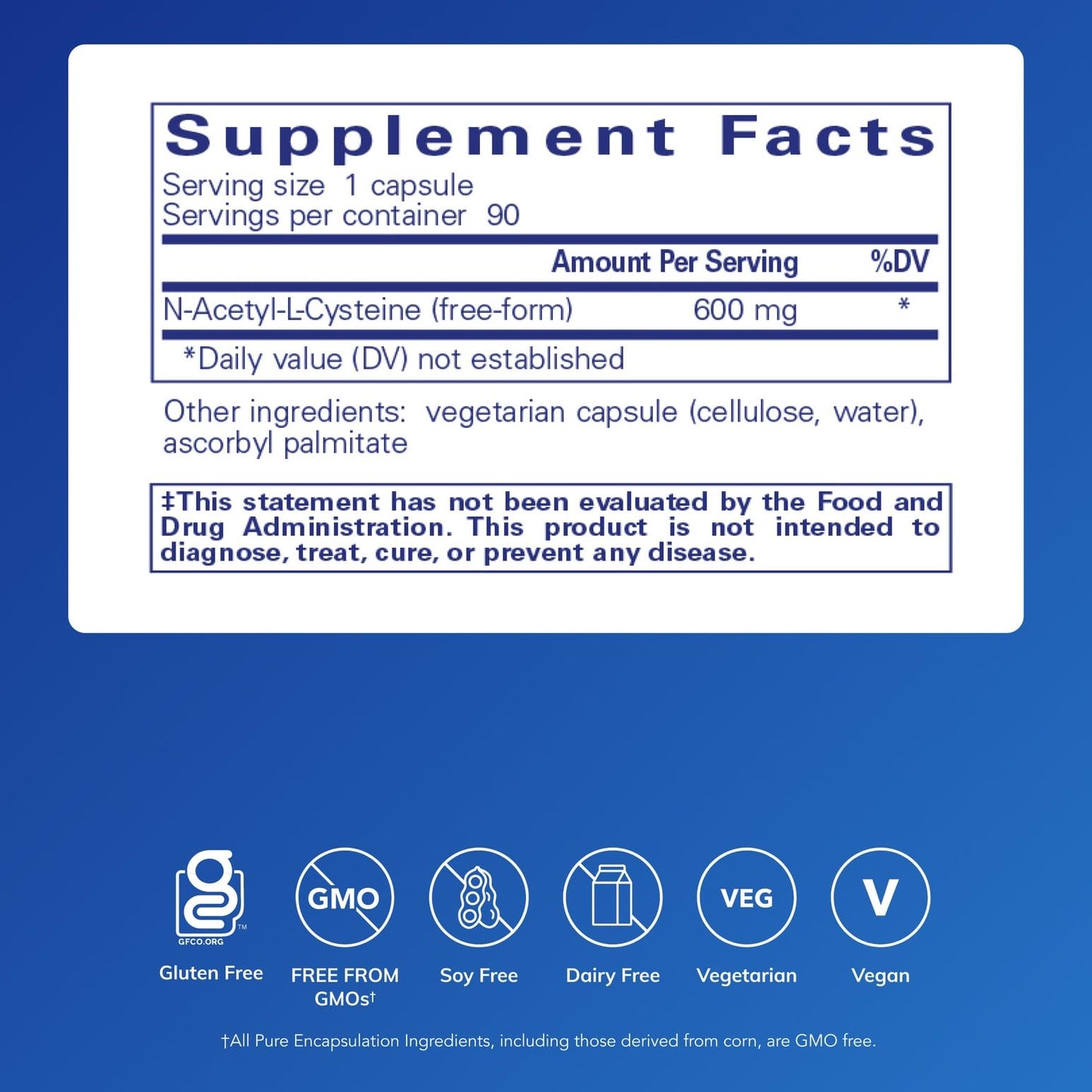 Pure Encapsulations NAC 600 mg | N-Acetyl Cysteine for Lung Health, Immune & Liver Support | 90 Capsules