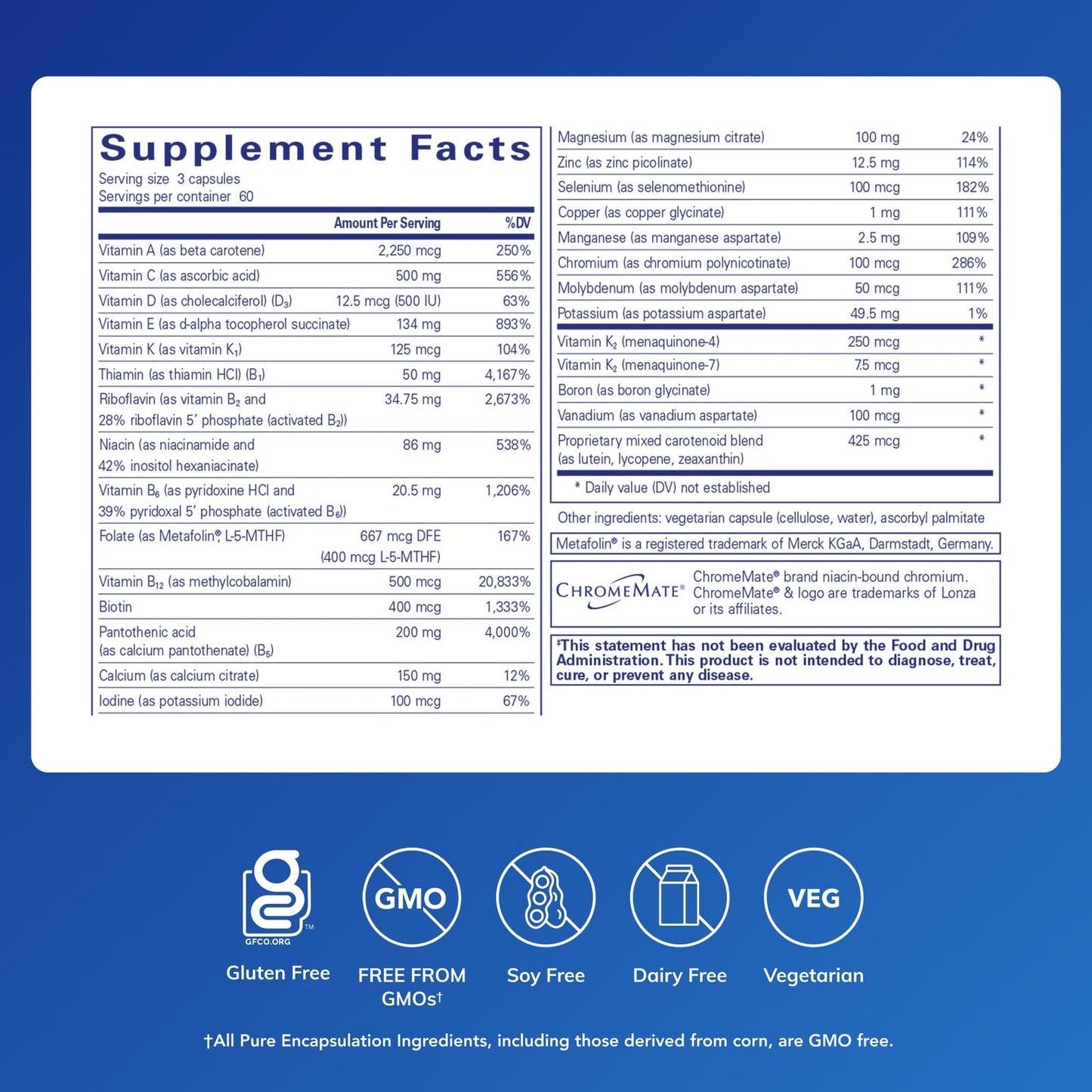 Pure Encapsulations Nutrient 950 with Vitamin K – 180 Capsules – Multivitamin & Mineral for Bone & Arterial Support – Gluten Free & Non-GMO