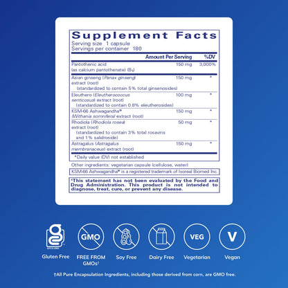 Pure Encapsulations Phyto-ADR | Vegetarian Adrenal Support Formula | 180 Capsules