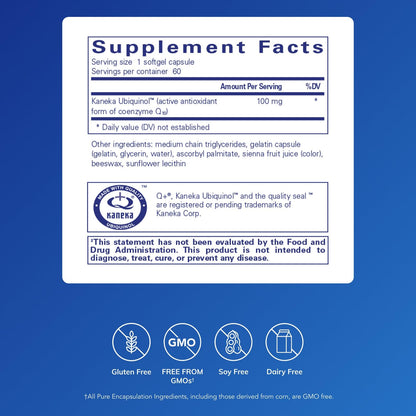 Pure Encapsulations Ubiquinol-QH 100 mg CoQ10 — Energy Metabolism & Heart Health