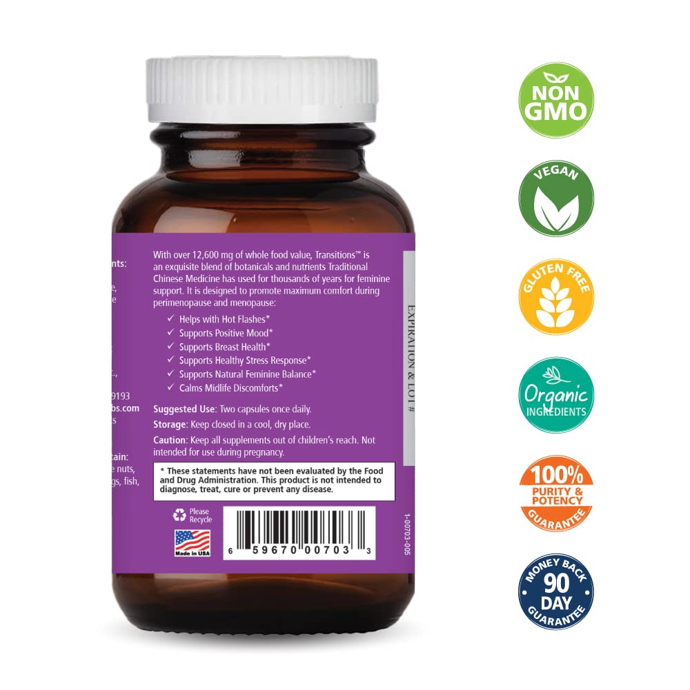 Pure Essence Labs Transitions: Natural Menopause Relief for Women | Hormone Balance & Hot Flashes, 60 Capsules