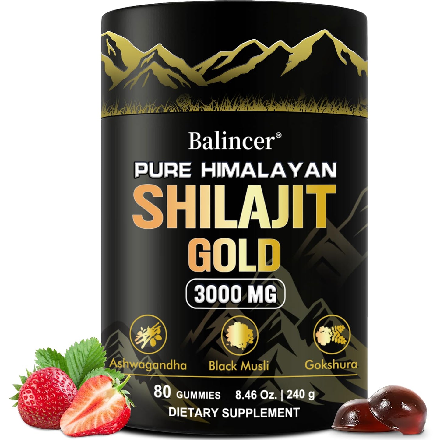 Pure Himalayan Shilajit Gummies Gold – Lab Tested, Ashwagandha & Gokshura