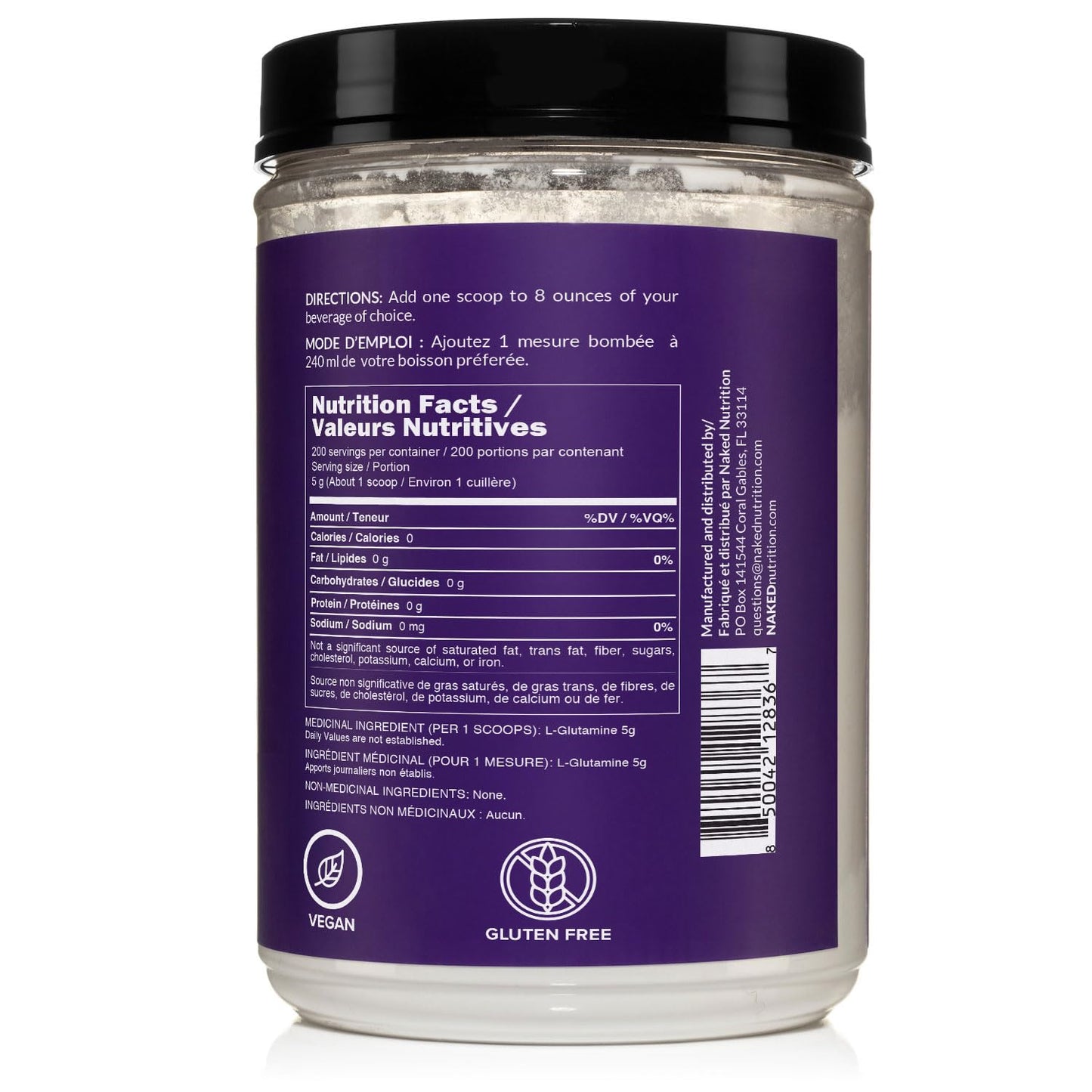 Pure L-Glutamine – Made in the USA, 1000g (200 Servings) – Vegan, Non-GMO, Gluten & Soy Free