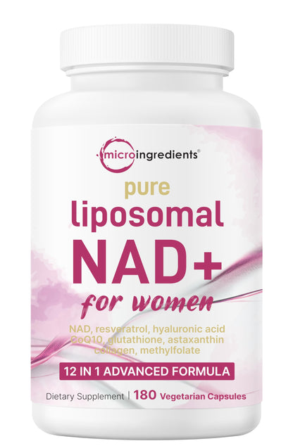 Pure Liposomal NAD+ for Women – 9,000mg, 180 Veggie Capsules | 12-in-1 Anti-Aging & Energy