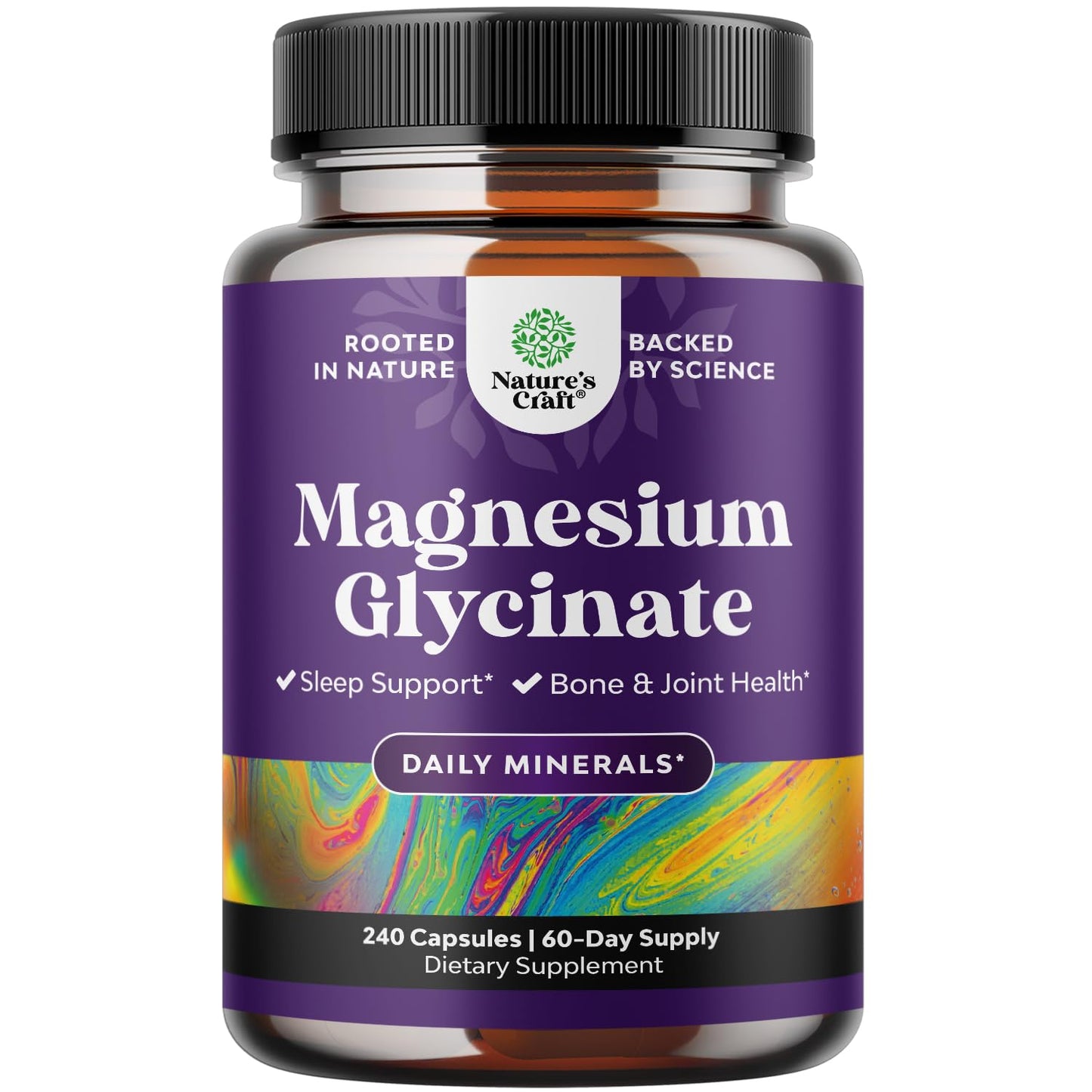 Pure Magnesium Glycinate 400mg – Vegan Chelated Magnesium 240 Count
