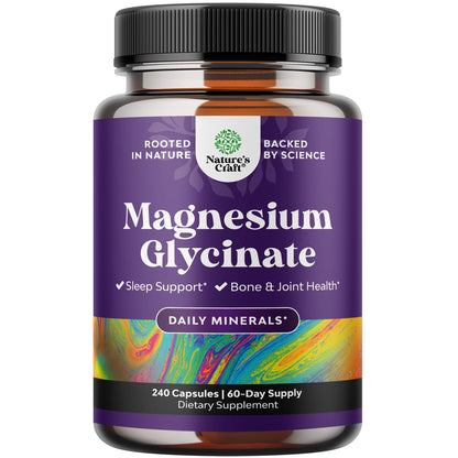 Pure Magnesium Glycinate 400mg – Vegan Chelated Magnesium 240 Count