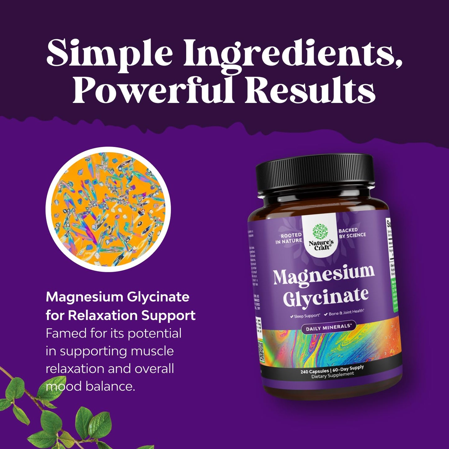 Pure Magnesium Glycinate 400mg – Vegan Chelated Magnesium 240 Count