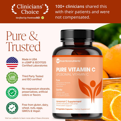 Pure Micronutrients Liposomal Vitamin C 1400mg per Serve – 90 Capsules | High Absorption