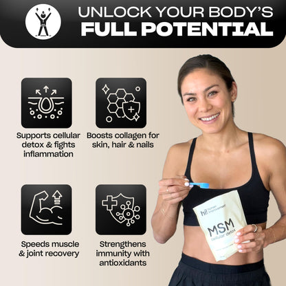 Pure MSM Powder | 99.9% Pure Organic Sulfur | Skin, Hair & Nails Support | Made in USA