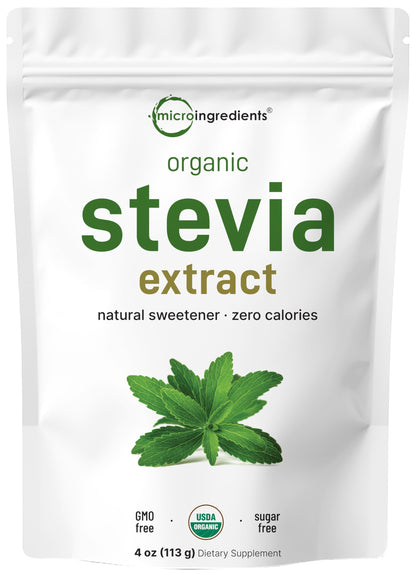 Pure Organic Stevia Powder – 4 oz, Reb-A Green Leaf Extract, Zero Calorie, Keto Friendly