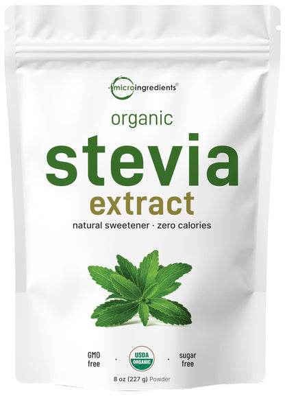 Pure Organic Stevia Powder 8 oz – Reb-A, Zero Calorie Keto Sweetener