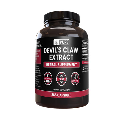 Pure Original Devil's Claw – 365 Capsules, No Magnesium or Rice Fillers, Lab Verified