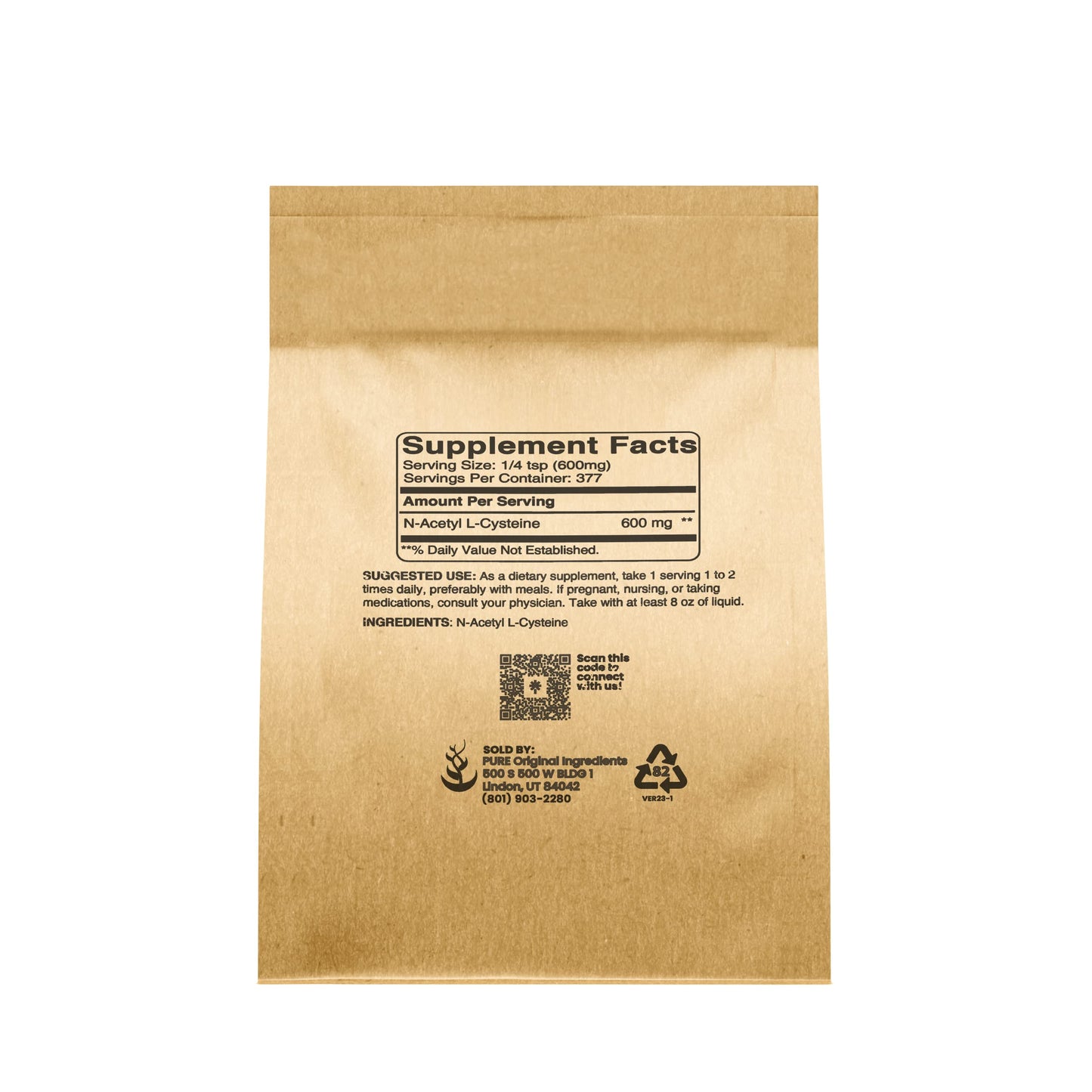 NAC N-Acetyl L-Cysteine Powder (8 oz) – Pure Original Ingredients | Lab Verified