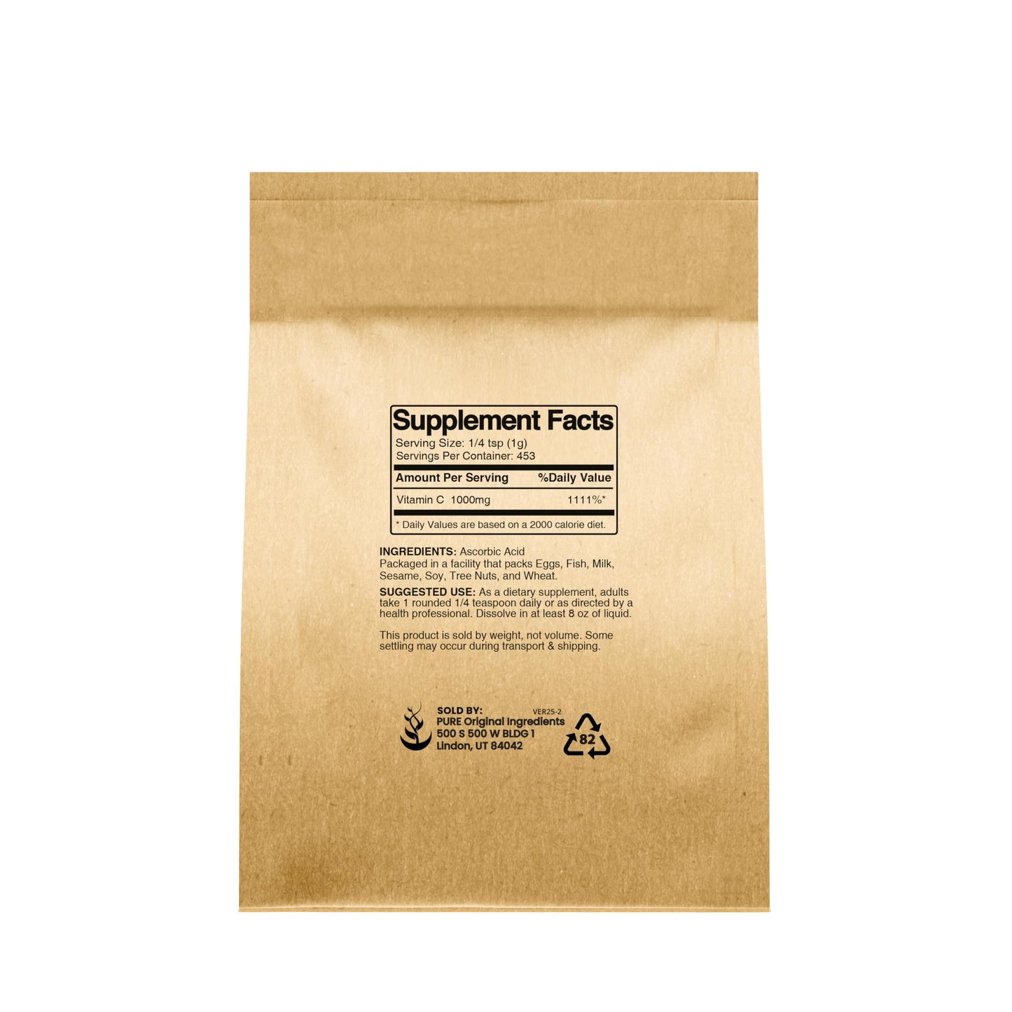 Pure Original Vitamin C Powder (1 lb Pack of 2) – Ascorbic Acid, Non-GMO