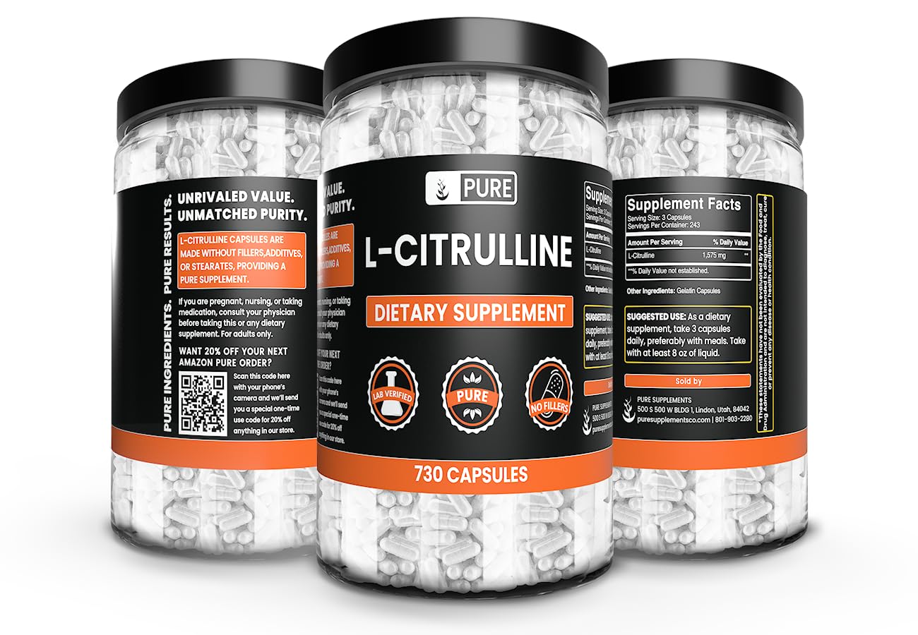 Pure Original Ingredients L-Citrulline No Magnesium Or Rice Fillers, Always Pure, Lab Verified (730 Capsule)