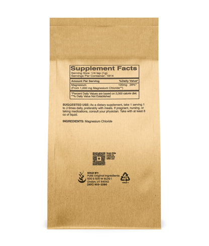 Pure Original Ingredients Magnesium Chloride 4lb – Crystal Powder Oral Supplement