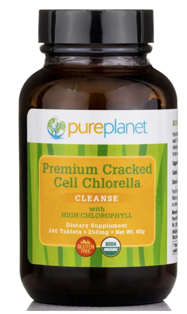 PURE PLANET Cracked Cell Chlorella Organic – 240 Tablets, 250mg