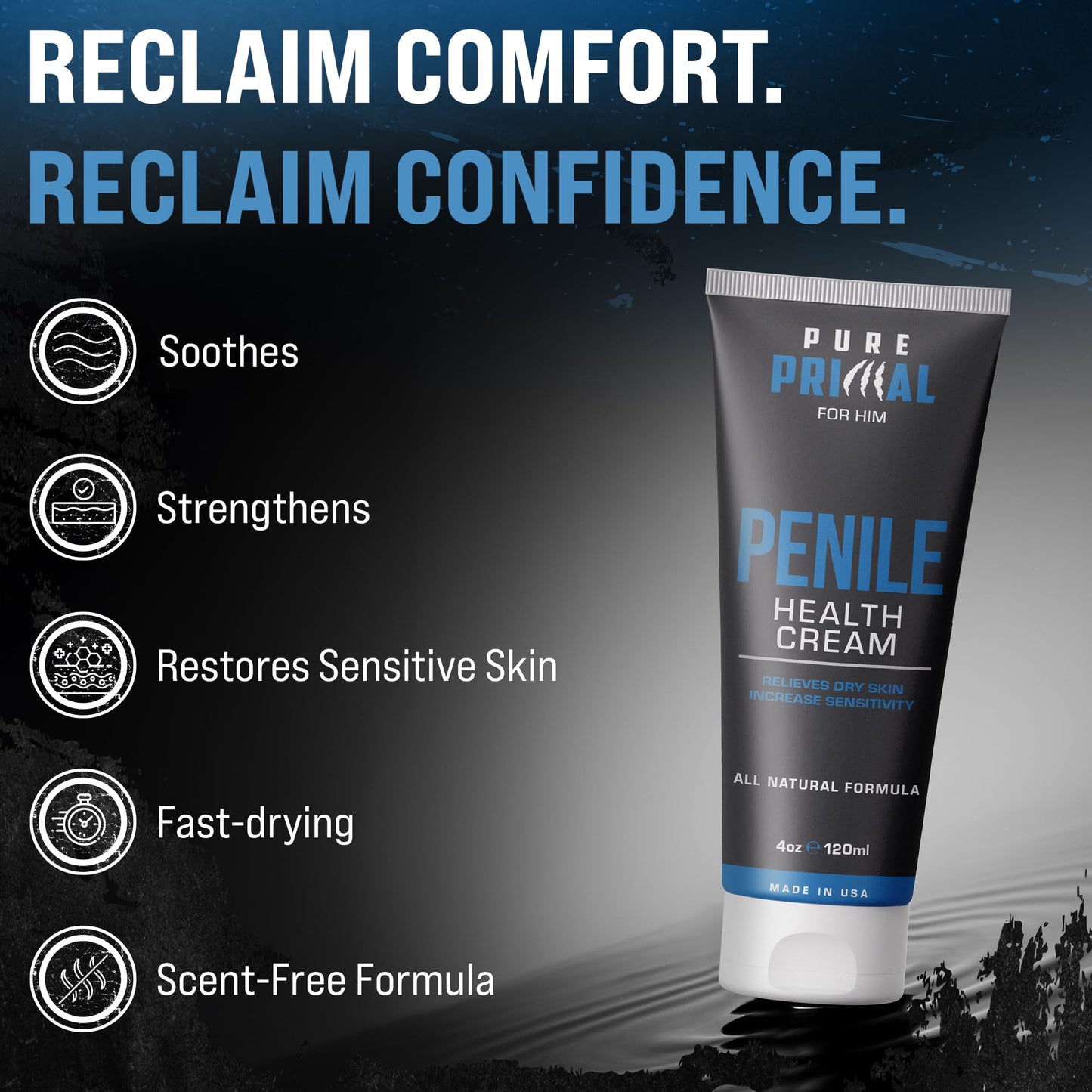 Pure Primal Soothing Skin Cream for Men | Fast-Absorbing Daily Moisturizer for Delicate Areas