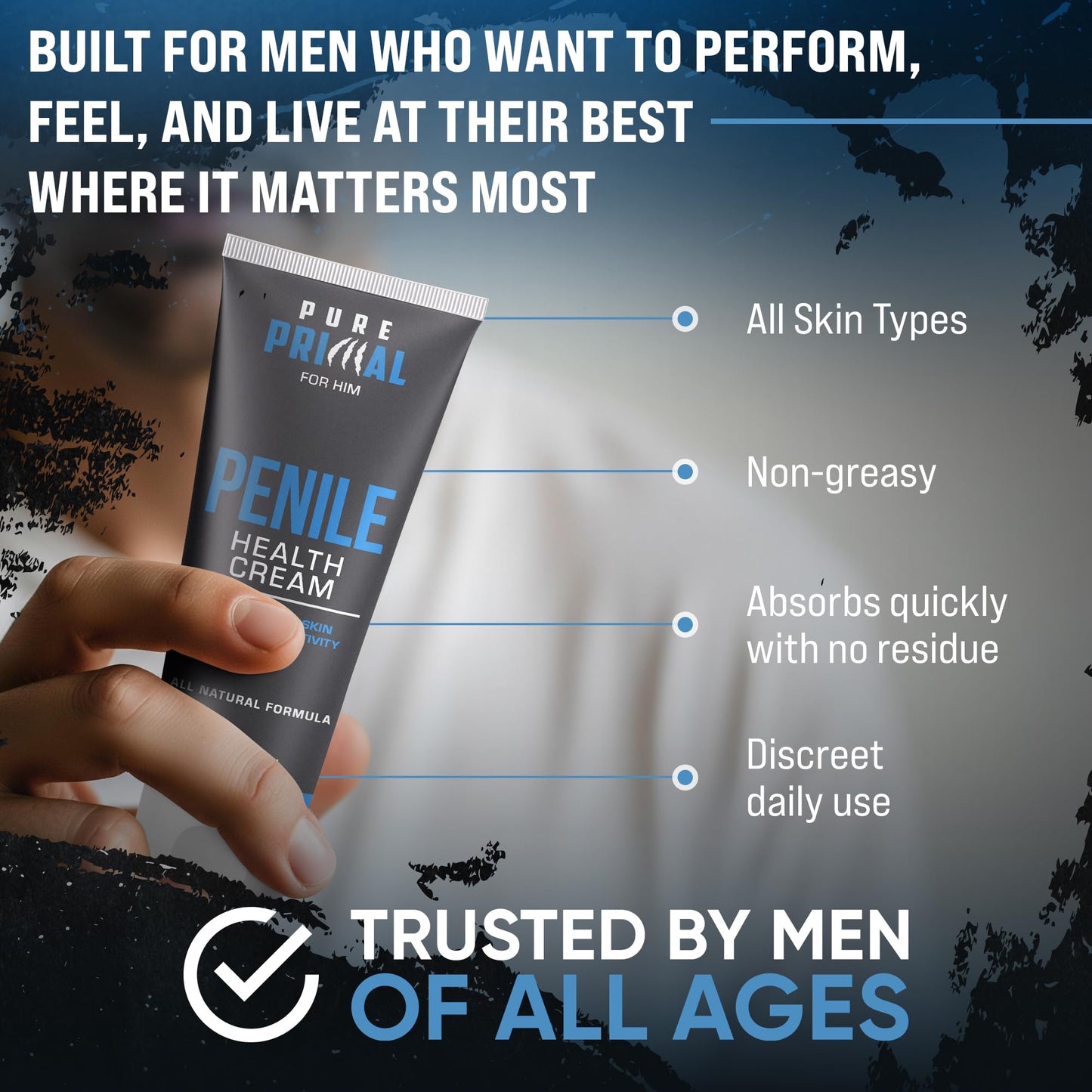 Pure Primal Soothing Skin Cream for Men | Fast-Absorbing Daily Moisturizer for Delicate Areas