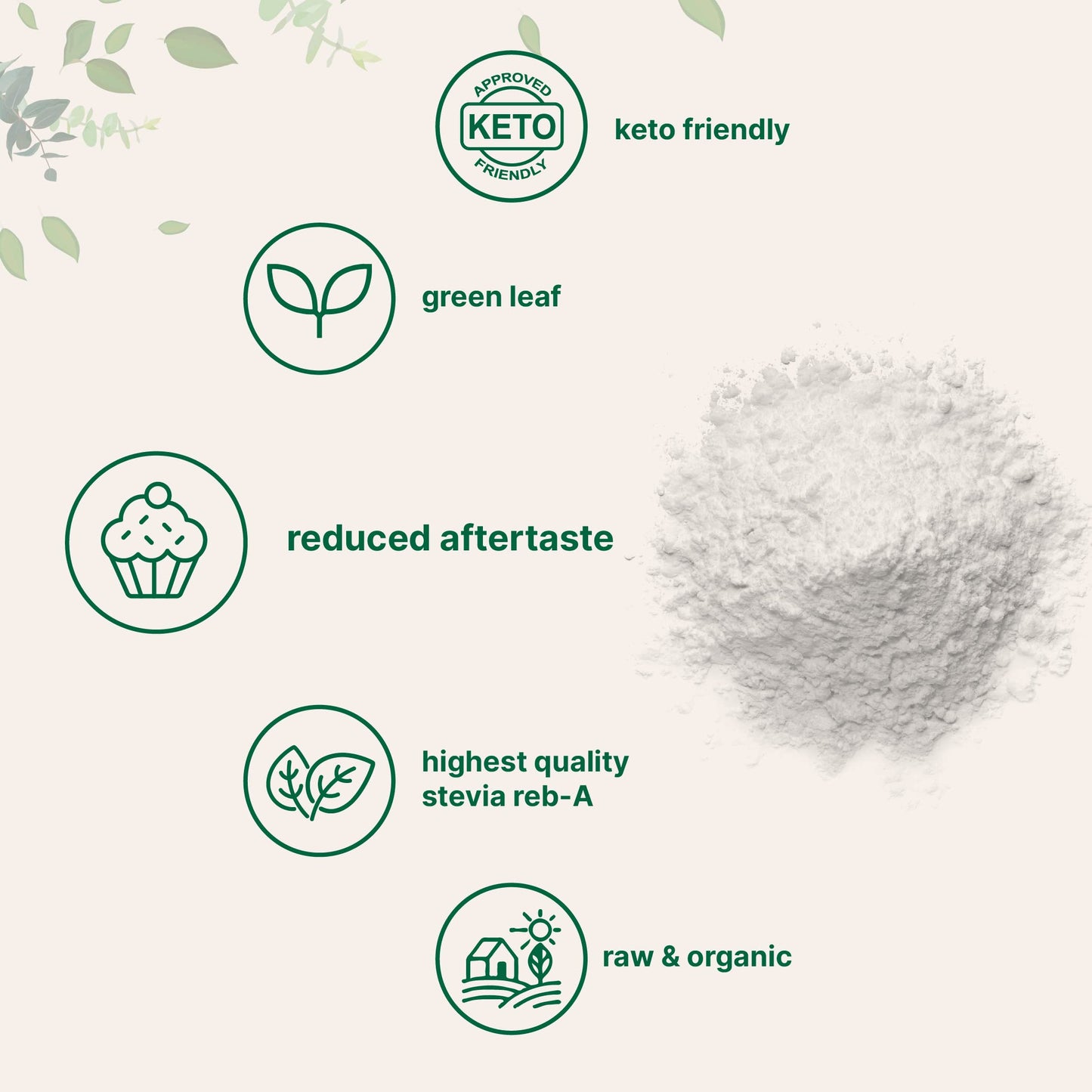 Pure Organic Stevia Powder 8 oz – Reb-A, Zero Calorie Keto Sweetener