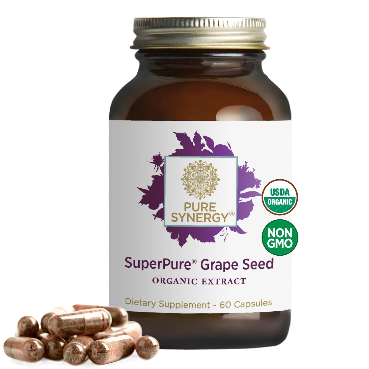Pure Synergy SuperPure Grape Seed Extract | Organic Grape Seed Polyphenols – Heart Health, Skin & Healthy Aging (60 Capsules)