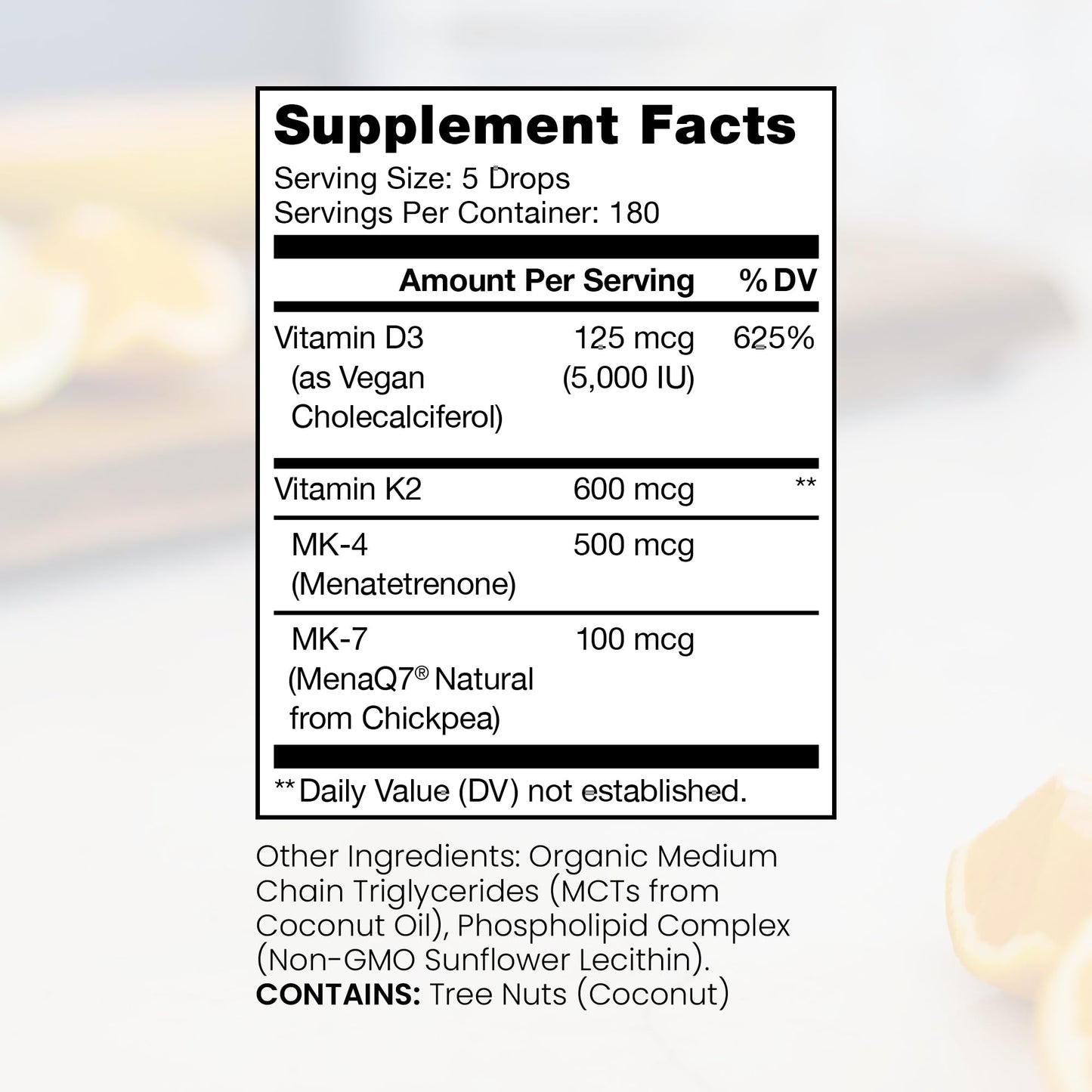Pure Therapro Rx Vegan D3 + K2 Liposomal 20ml – 5000 IU D3, 600 mcg K2 (MK4/MK7) – 6 Month Supply, USA Made