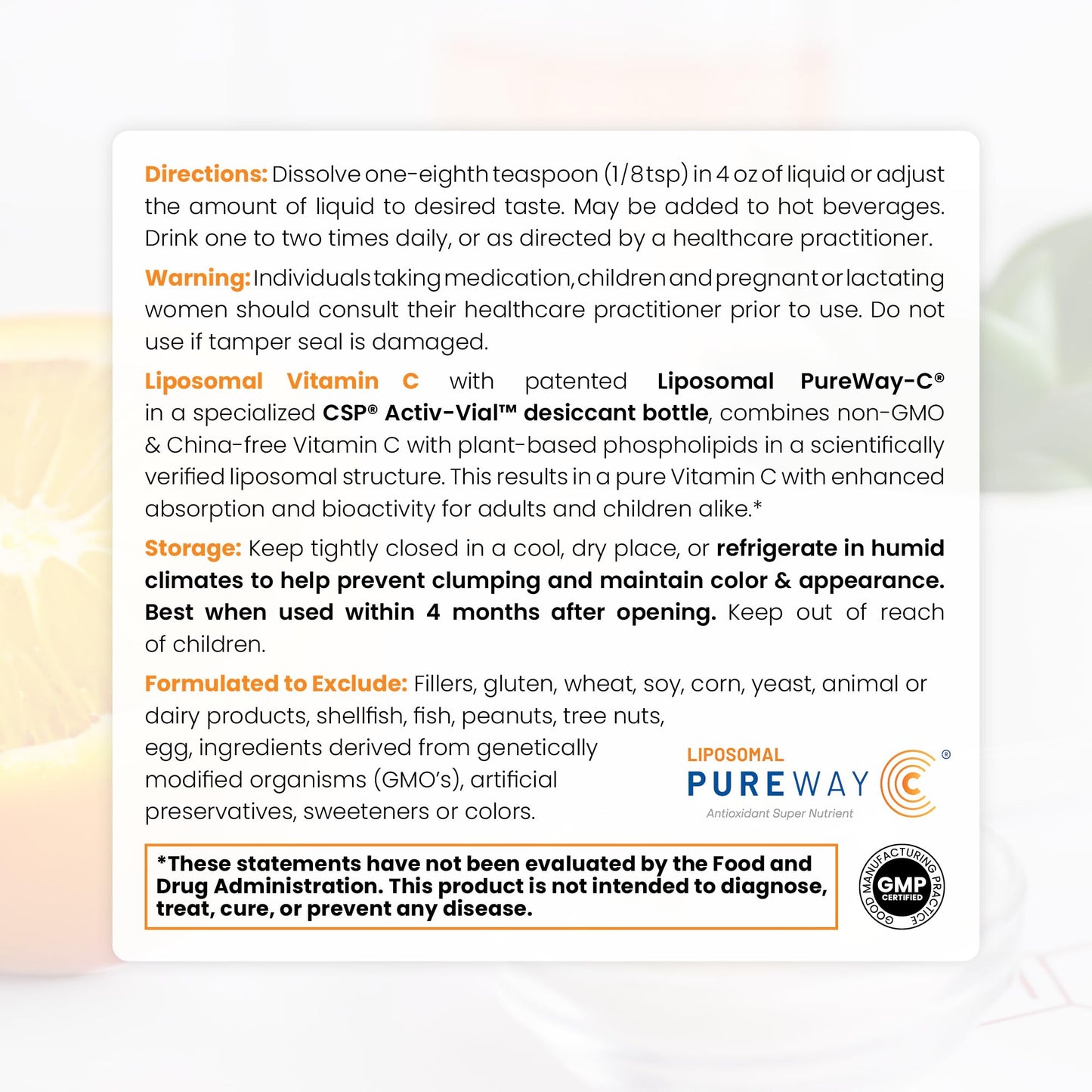 Pure TheraPro Rx Liposomal Vitamin C Powder – Patented PureWay-C, Vegan, Non-GMO, Made in USA (66g, 120 Servings)