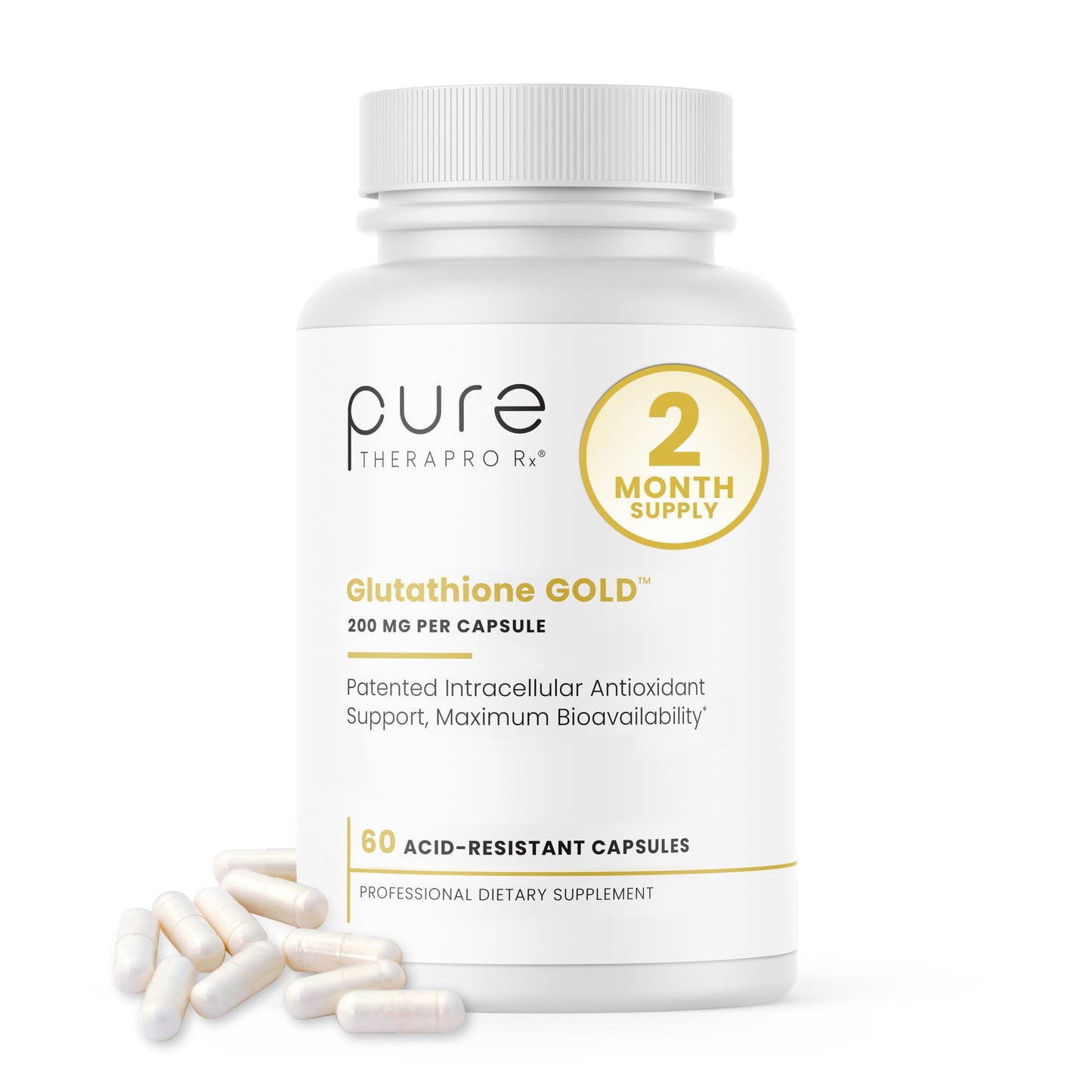 Pure Therapro Rx S-Acetyl Glutathione Gold 200mg – 2 Month Supply, Acid-Resistant Capsule, Pharmaceutical Grade