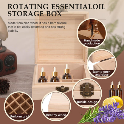 Pure Vie Wooden Essential Oil Box – 16-Bottle Travel Organizer
