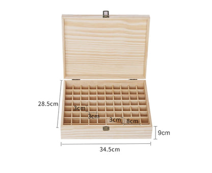 Pure Vie Wooden Essential Oil Box – 74 Bottle Capacity (5–20ml)
