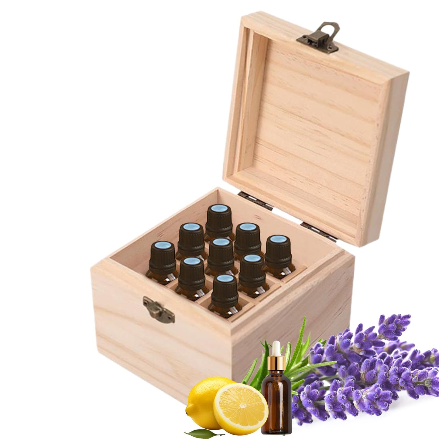 Pure Vie Wooden Essential Oil Box – 16-Bottle Travel Organizer