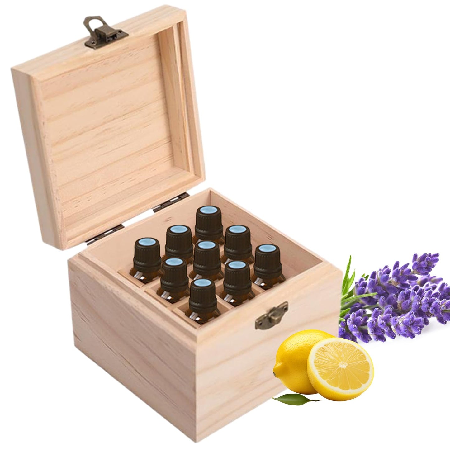 Pure Vie Wooden Essential Oil Box – 16-Bottle Travel Organizer