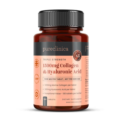 PureClinica 1500mg UltraColl Collagen + Hyaluronic Acid - 180 Tablets | 6 Months Supply