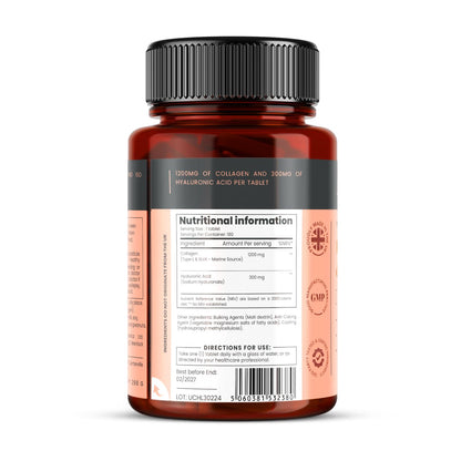 PureClinica 1500mg UltraColl Collagen + Hyaluronic Acid - 180 Tablets | 6 Months Supply