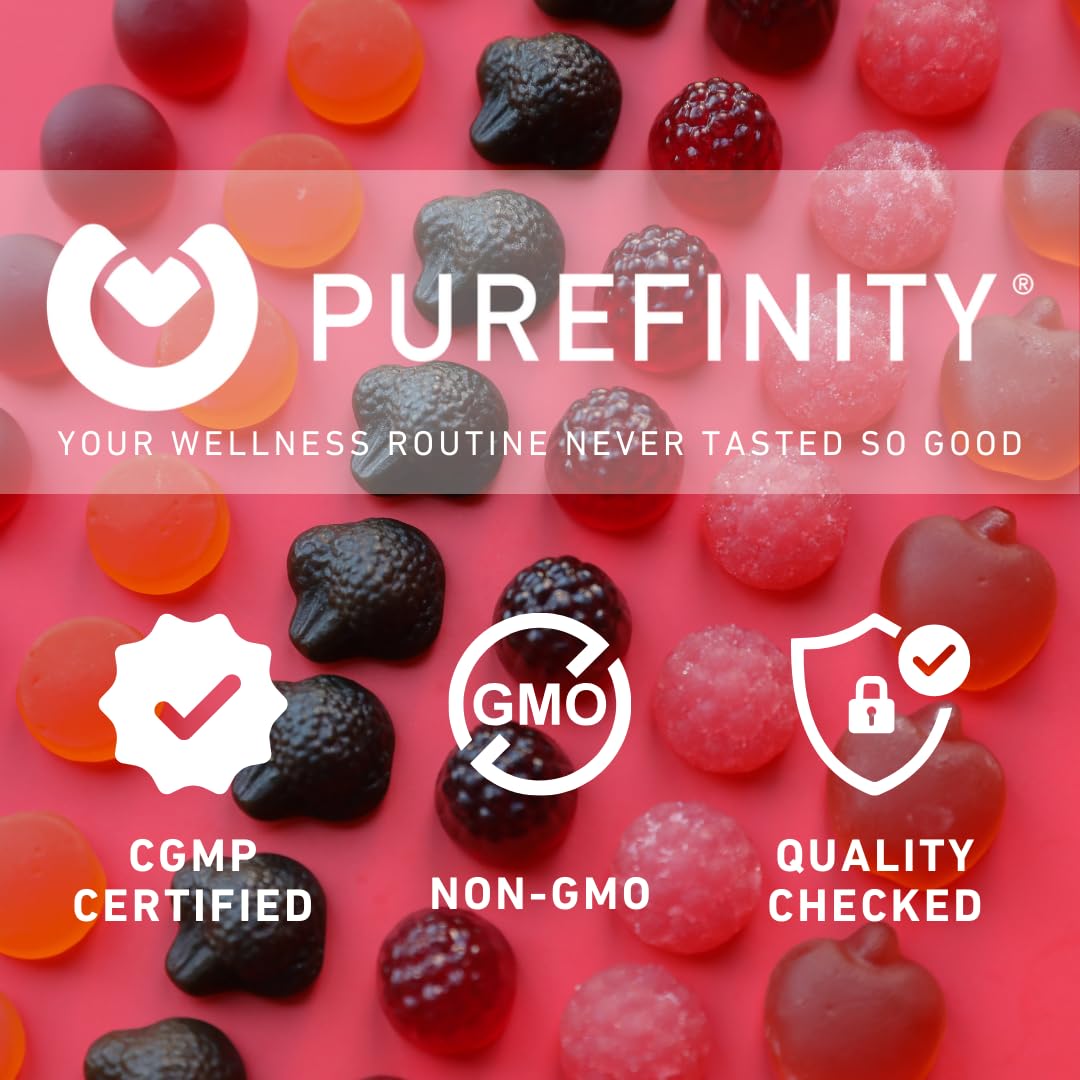 PUREFINITY Ashwagandha Gummies with Vitamin D & Zinc | Relaxation & Mood Support | 60ct